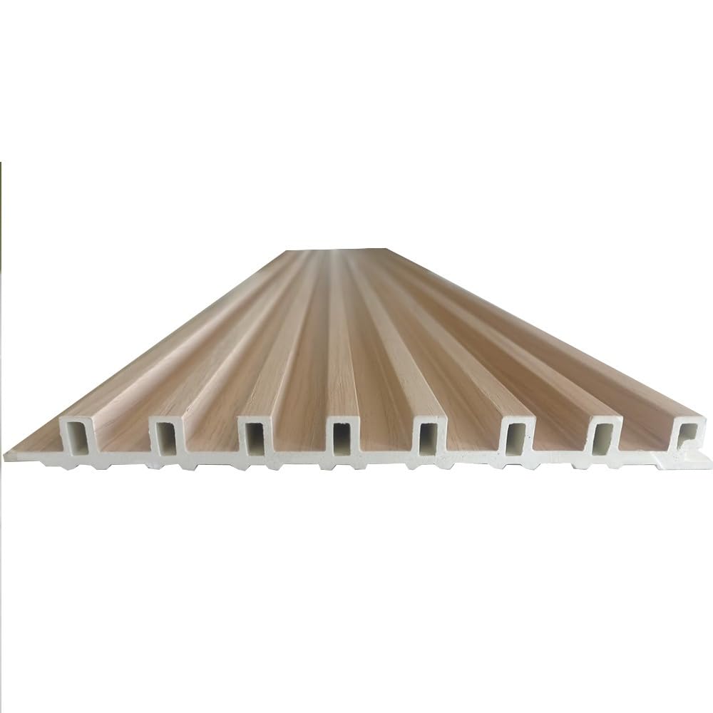 Acoustic 3D Slat Panel - (Panel 250x17x1.5 cm, Natural Oak) WPC Composite Panels Imitation Wood Slatted Cladding Frieze Slats