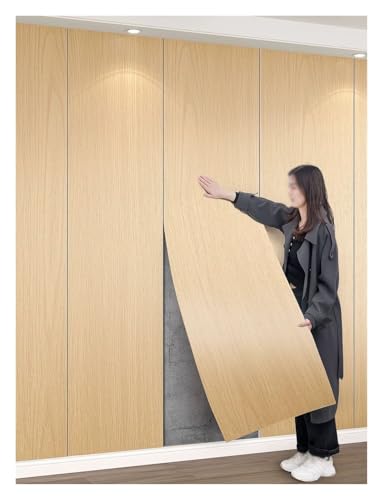 Wood Grain Wall Panels, Waterproof PVC Fluted Panels, 2mm Soundproof Faux Wood Wallpaper for Living Room Ceiling Decoration(40x300cm/15.75x118.11in)