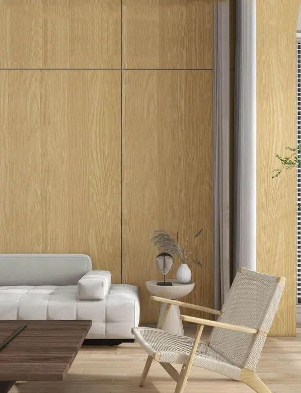 Wood Grain Wall Panels, Waterproof PVC Fluted Panels, 2mm Soundproof Faux Wood Wallpaper for Living Room Ceiling Decoration(40x300cm/15.75x118.11in)