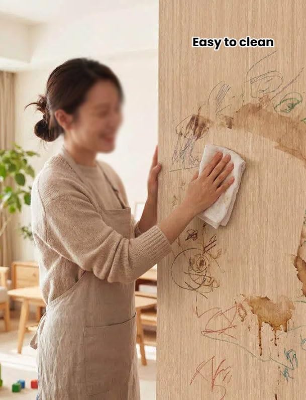 Wood Grain Wall Panels, Waterproof PVC Fluted Panels, 2mm Soundproof Faux Wood Wallpaper for Living Room Ceiling Decoration(40x300cm/15.75x118.11in)