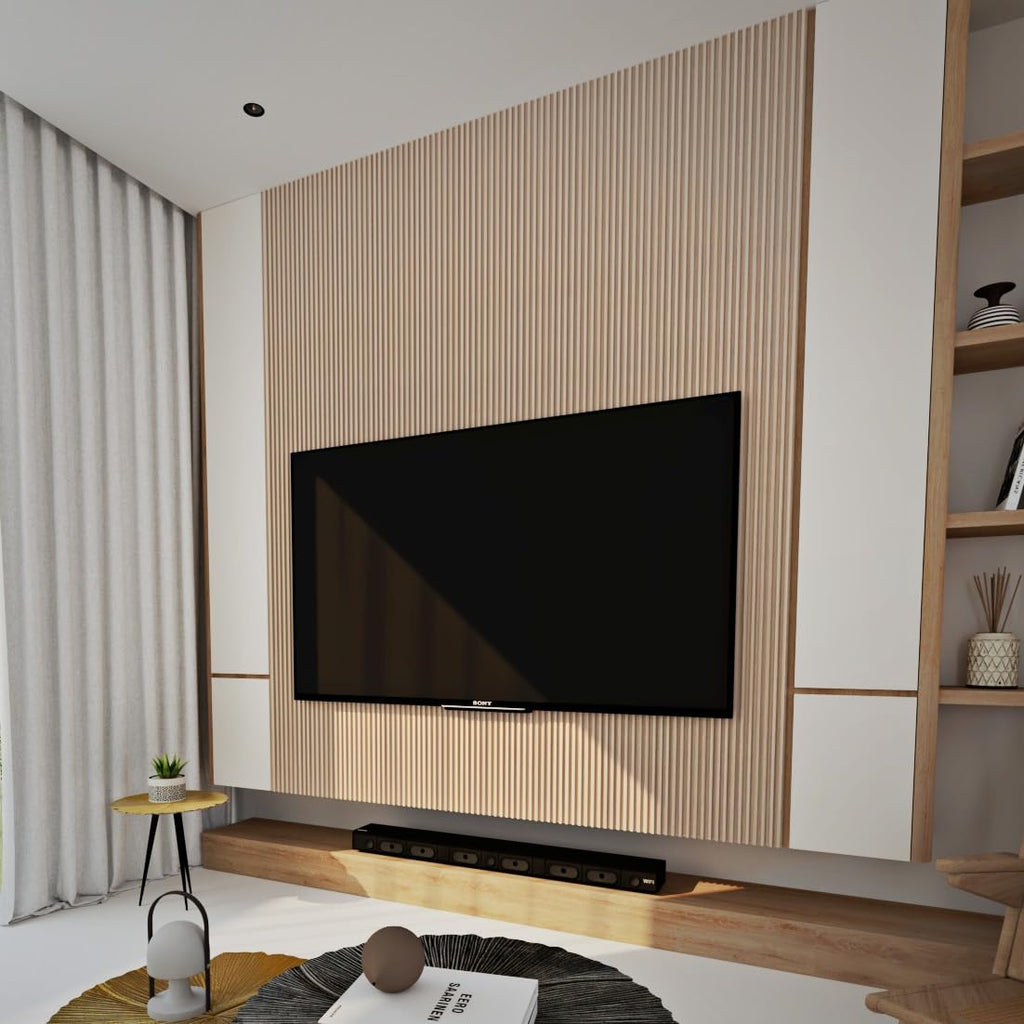 Acoustic 3D Slat Panel - (Panel 250x17x1.5 cm, Natural Oak) WPC Composite Panels Imitation Wood Slatted Cladding Frieze Slats