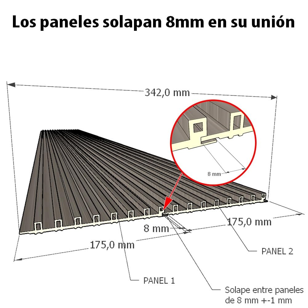Acoustic 3D Slat Panel - (Panel 250x17x1.5 cm, Natural Oak) WPC Composite Panels Imitation Wood Slatted Cladding Frieze Slats