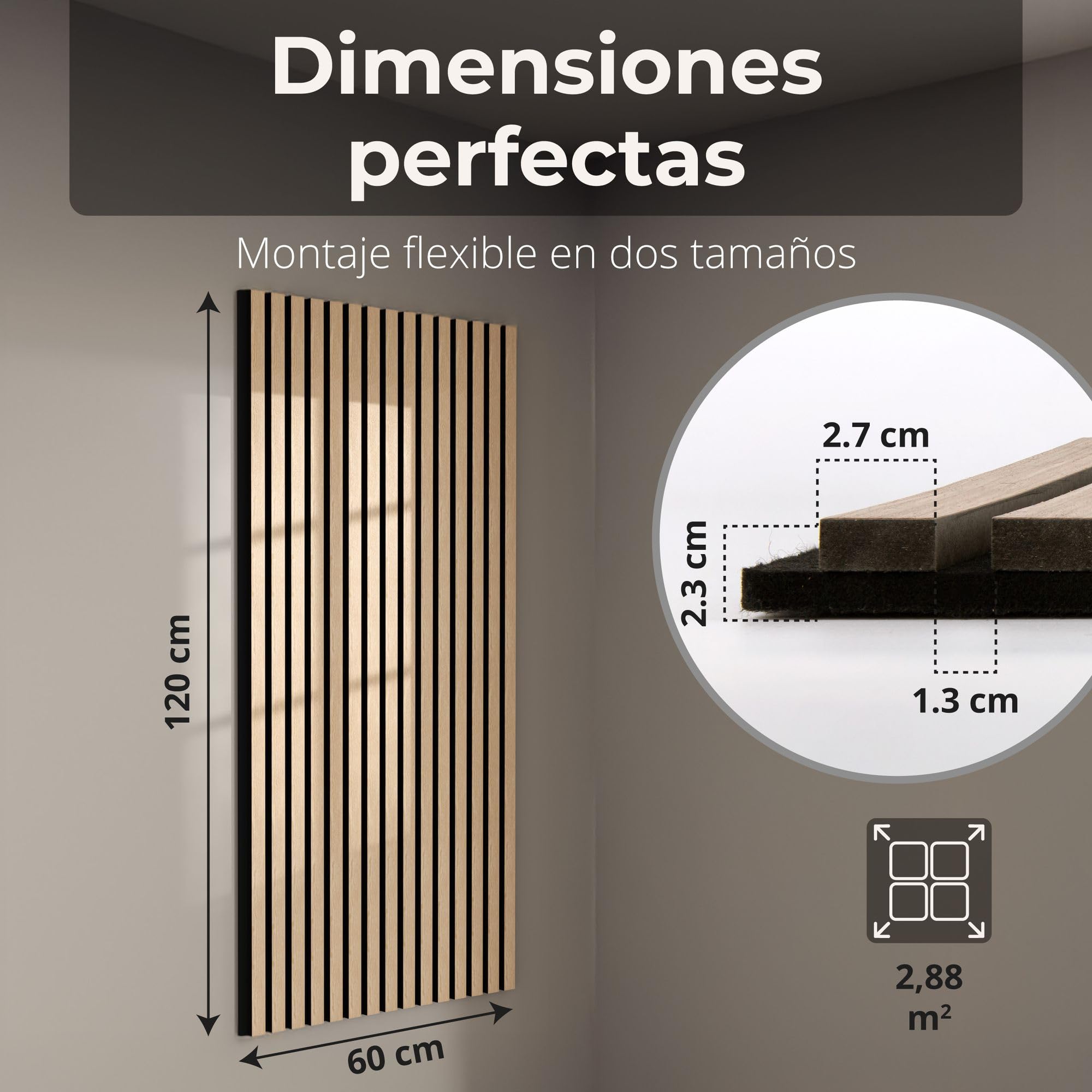 Acoustic panels 60x60 cm, 4 pieces black oak, wall covering, wooden wall panels, laminar wall with sound insulation