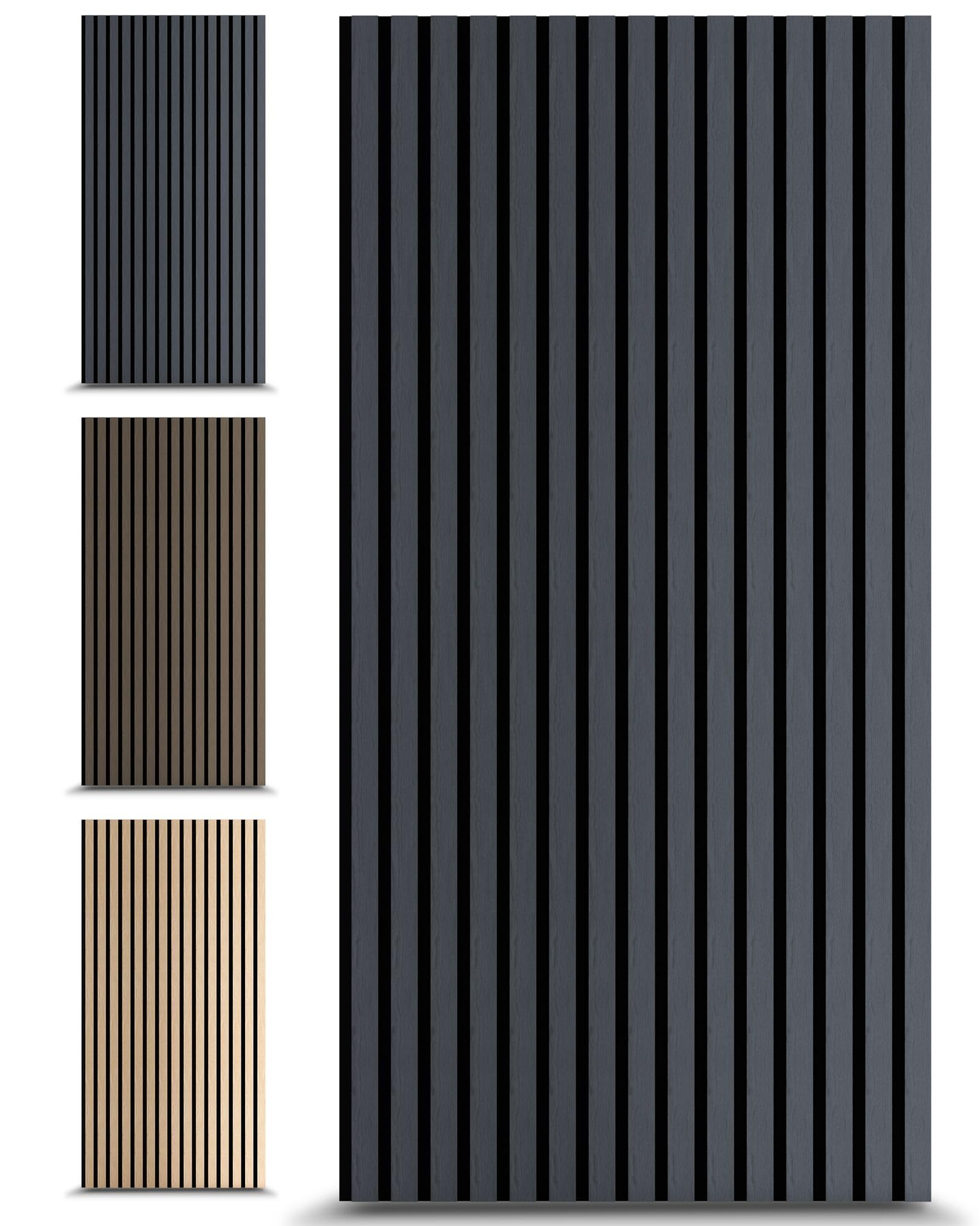 Acoustic panels 60x60 cm, 4 pieces black oak, wall covering, wooden wall panels, laminar wall with sound insulation