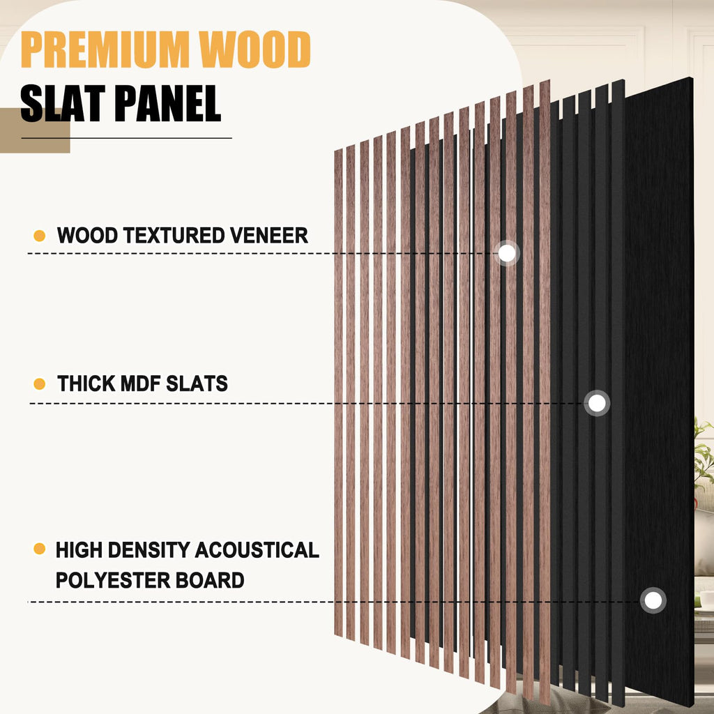 DOLLAR BOSS Wood Panels for Walls, Acoustic Wall Panels 120 x 60 cm, Pack of 2, Sound Proof Wood Panels, 3D Decorative Wall Panels, Slat Wall Panels