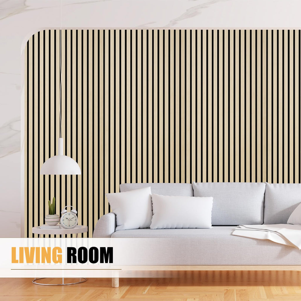 DOLLAR BOSS Wood Panels for Walls, Acoustic Wall Panels 120 x 60 cm, Pack of 2, Sound Proof Wood Panels, 3D Decorative Wall Panels, Slat Wall Panels
