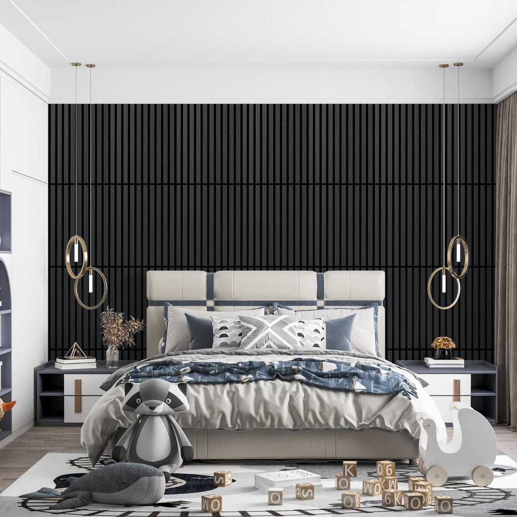 Art3d 3D Folding Acoustic Wall Panels, Soundproofing, 120 x 60 cm, Pack of 2, Felt Wall Cladding, Acoustic Felt Black 1.44 ㎡