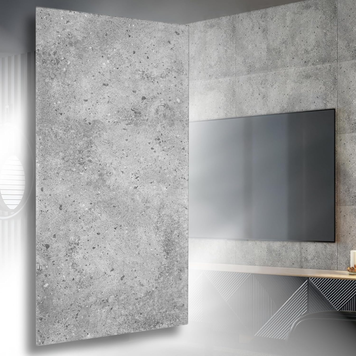 Polystyrene Ceiling Panels, XL Wall Panels, Decoration, Polystyrene and Concrete, Wall Cladding, 3 mm Thick, 100 x 50 cm, 6 m², Pack of 12