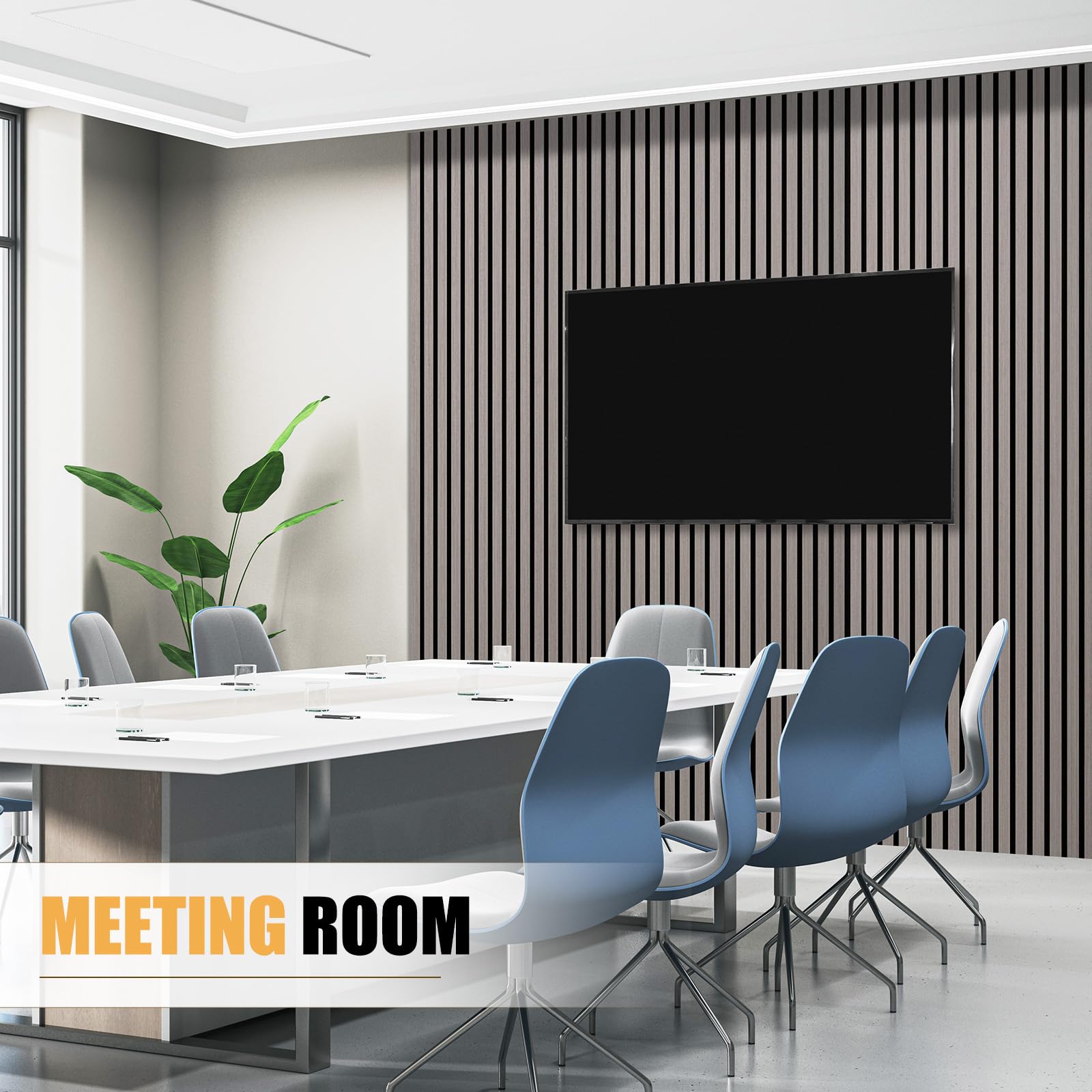 DOLLAR BOSS Wood Panels for Walls, Acoustic Wall Panels 120 x 60 cm, Pack of 2, Sound Proof Wood Panels, 3D Decorative Wall Panels, Slat Wall Panels