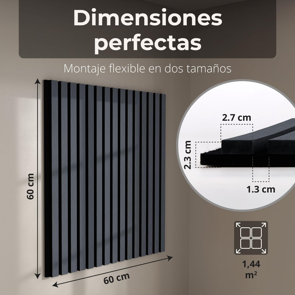 Acoustic panels 60x60 cm, 4 pieces black oak, wall covering, wooden wall panels, laminar wall with sound insulation