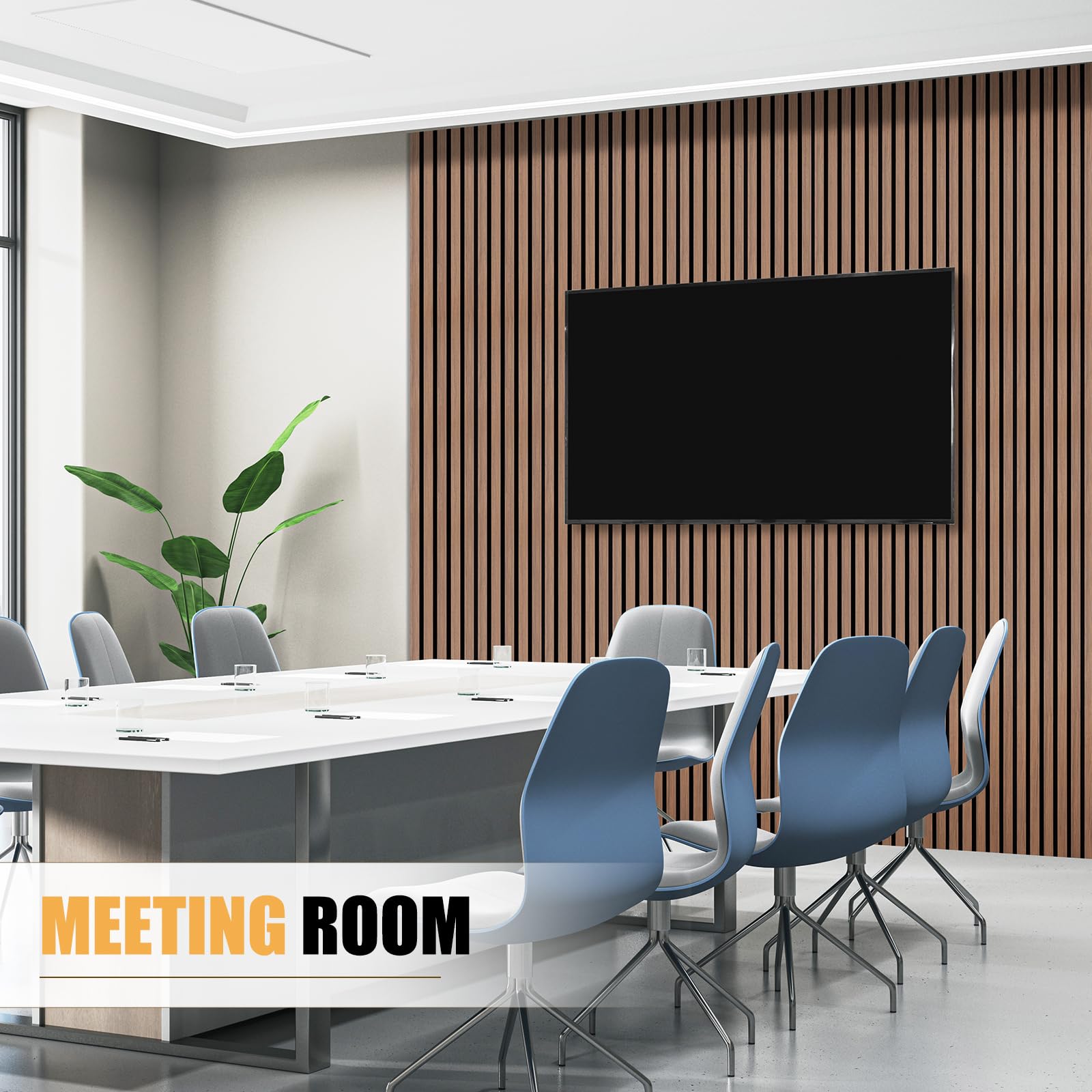 DOLLAR BOSS Wood Panels for Walls, Acoustic Wall Panels 120 x 60 cm, Pack of 2, Sound Proof Wood Panels, 3D Decorative Wall Panels, Slat Wall Panels