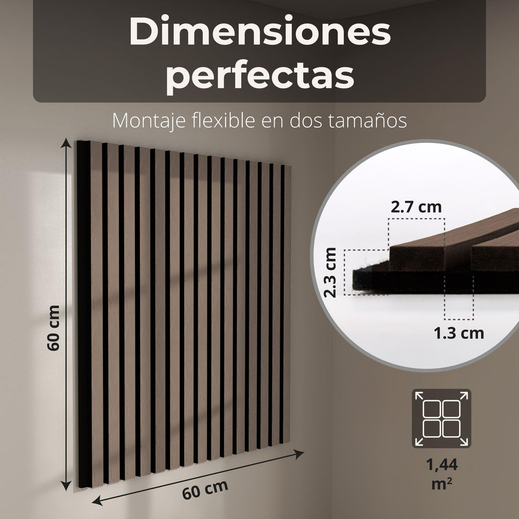 Acoustic panels 60x60 cm, 4 pieces black oak, wall covering, wooden wall panels, laminar wall with sound insulation