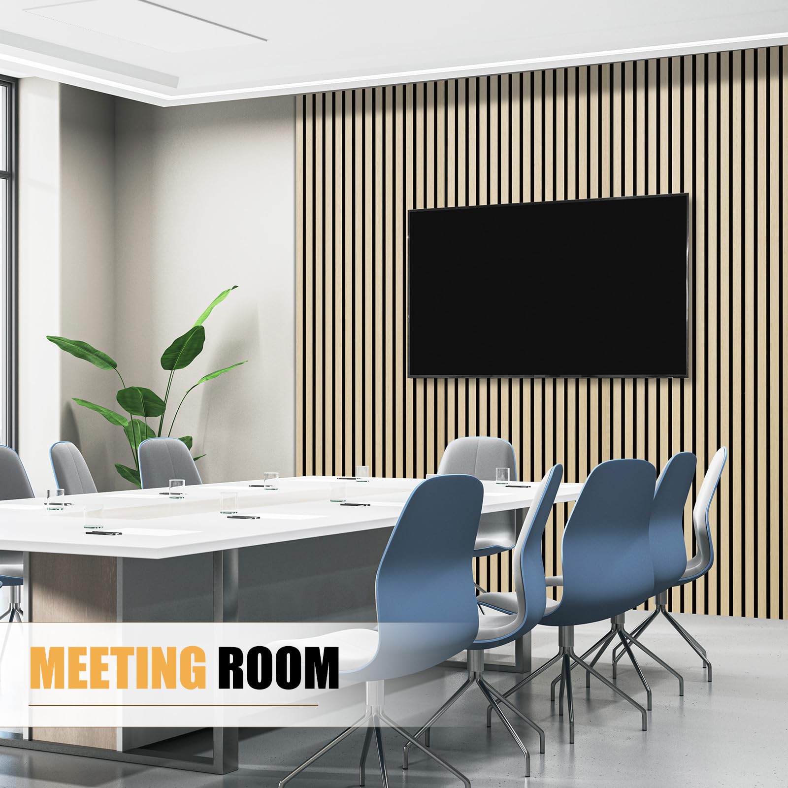 DOLLAR BOSS Wood Panels for Walls, Acoustic Wall Panels 120 x 60 cm, Pack of 2, Sound Proof Wood Panels, 3D Decorative Wall Panels, Slat Wall Panels