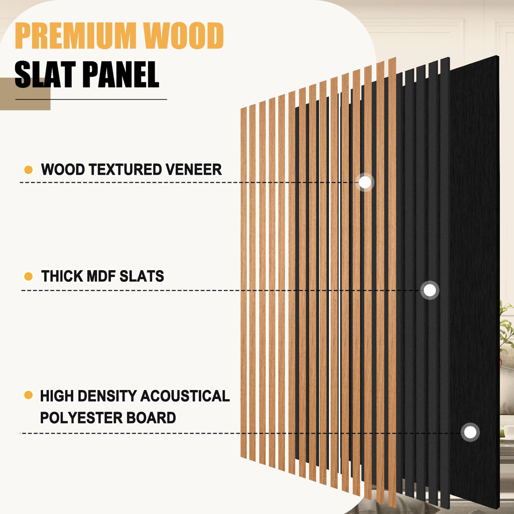 DOLLAR BOSS Wood Panels for Walls, Acoustic Wall Panels 120 x 60 cm, Pack of 2, Sound Proof Wood Panels, 3D Decorative Wall Panels, Slat Wall Panels