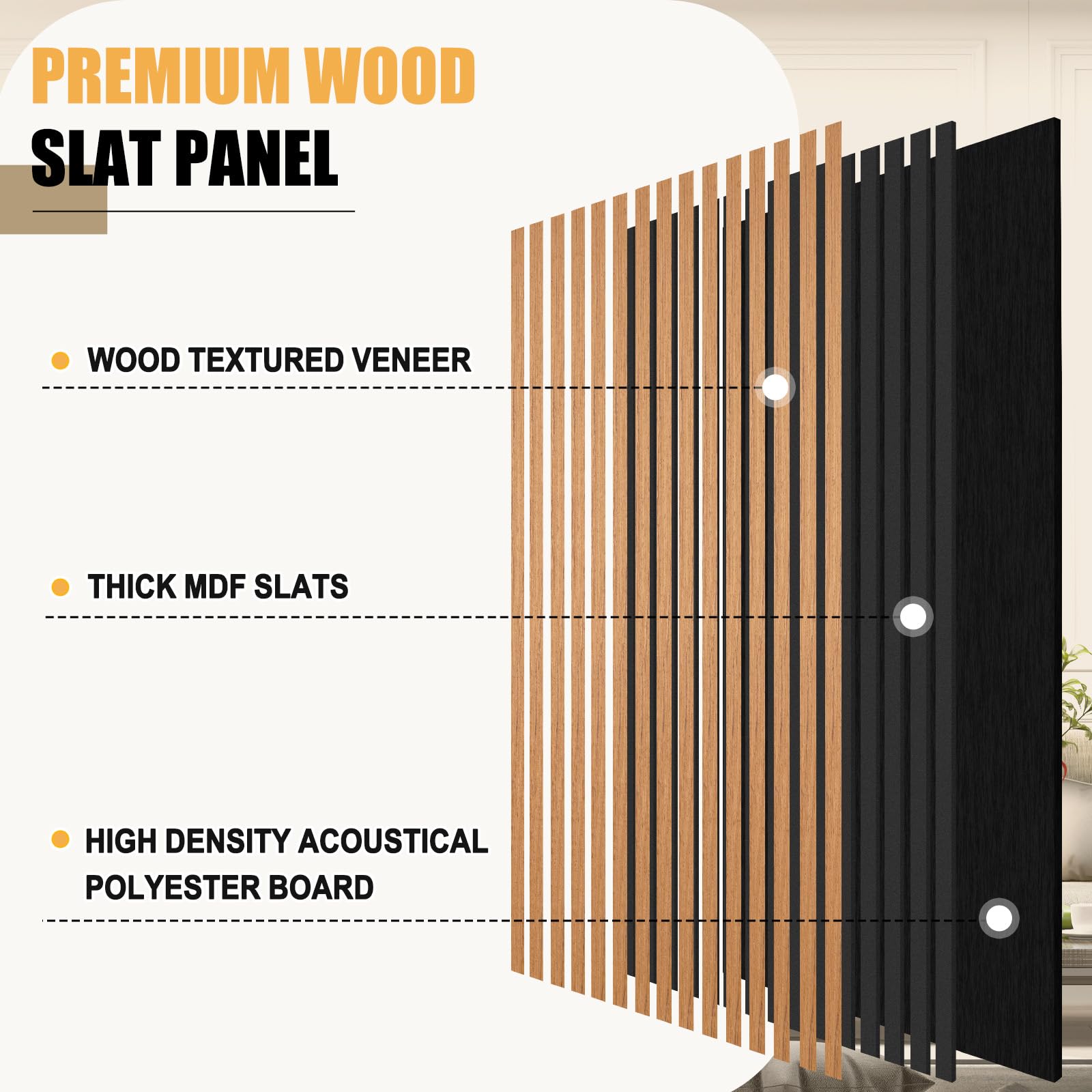 DOLLAR BOSS Wood Panels for Walls, Acoustic Wall Panels 120 x 60 cm, Pack of 2, Sound Proof Wood Panels, 3D Decorative Wall Panels, Slat Wall Panels