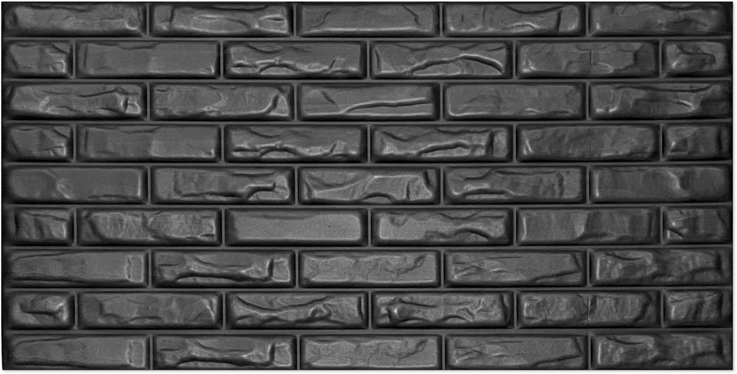 Polystyrene Ceiling Panels, XL Wall Panels, Decoration, Polystyrene and Concrete, Wall Cladding, 3 mm Thick, 100 x 50 cm, 6 m², Pack of 12