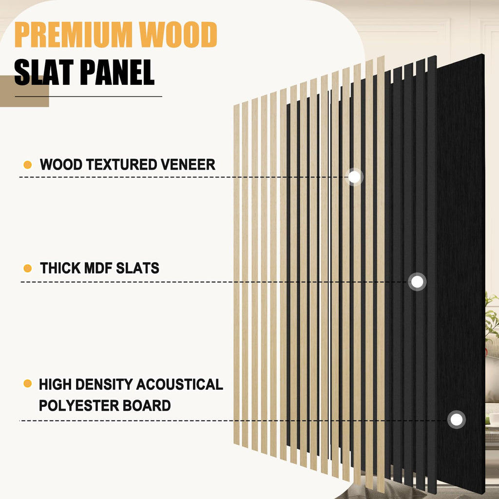 DOLLAR BOSS Wood Panels for Walls, Acoustic Wall Panels 120 x 60 cm, Pack of 2, Sound Proof Wood Panels, 3D Decorative Wall Panels, Slat Wall Panels