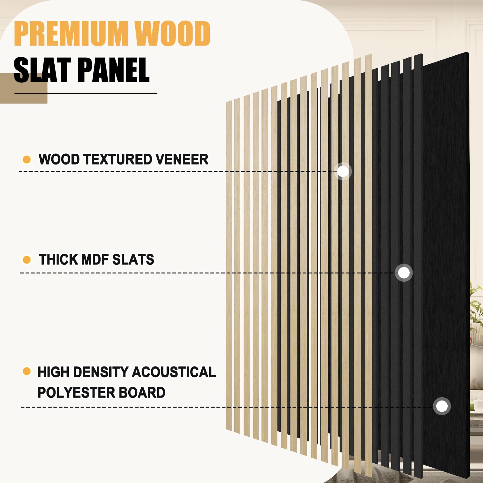 DOLLAR BOSS Wood Panels for Walls, Acoustic Wall Panels 120 x 60 cm, Pack of 2, Sound Proof Wood Panels, 3D Decorative Wall Panels, Slat Wall Panels