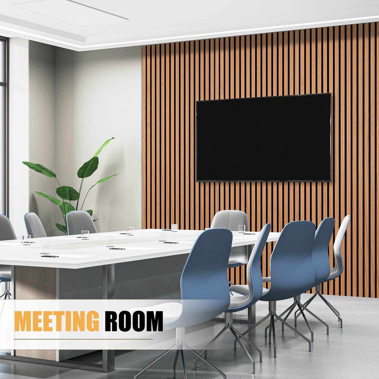 DOLLAR BOSS Wood Panels for Walls, Acoustic Wall Panels 120 x 60 cm, Pack of 2, Sound Proof Wood Panels, 3D Decorative Wall Panels, Slat Wall Panels