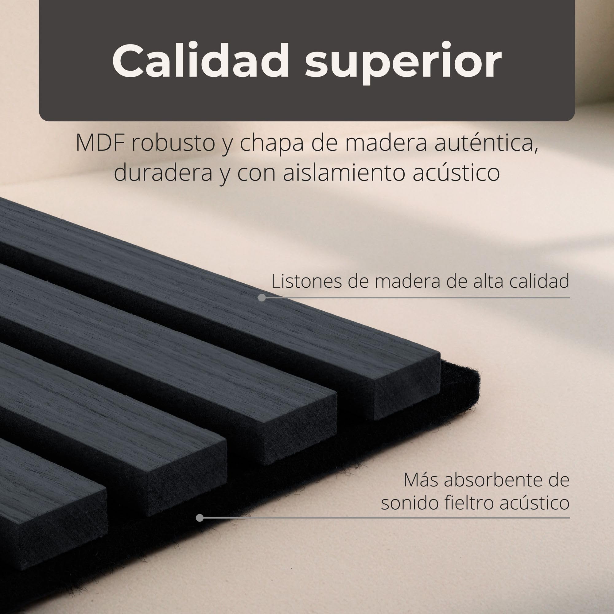 Acoustic panels 60x60 cm, 4 pieces black oak, wall covering, wooden wall panels, laminar wall with sound insulation