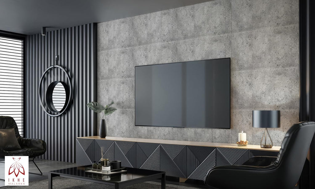 Polystyrene Ceiling Panels, XL Wall Panels, Decoration, Polystyrene and Concrete, Wall Cladding, 3 mm Thick, 100 x 50 cm, 6 m², Pack of 12