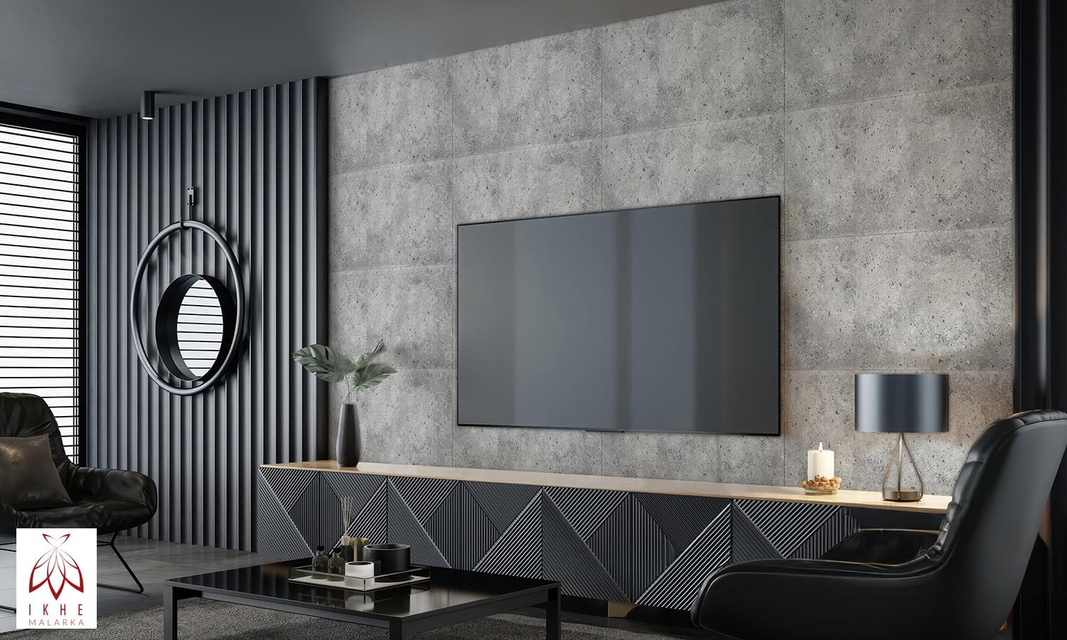 Polystyrene Ceiling Panels, XL Wall Panels, Decoration, Polystyrene and Concrete, Wall Cladding, 3 mm Thick, 100 x 50 cm, 6 m², Pack of 12