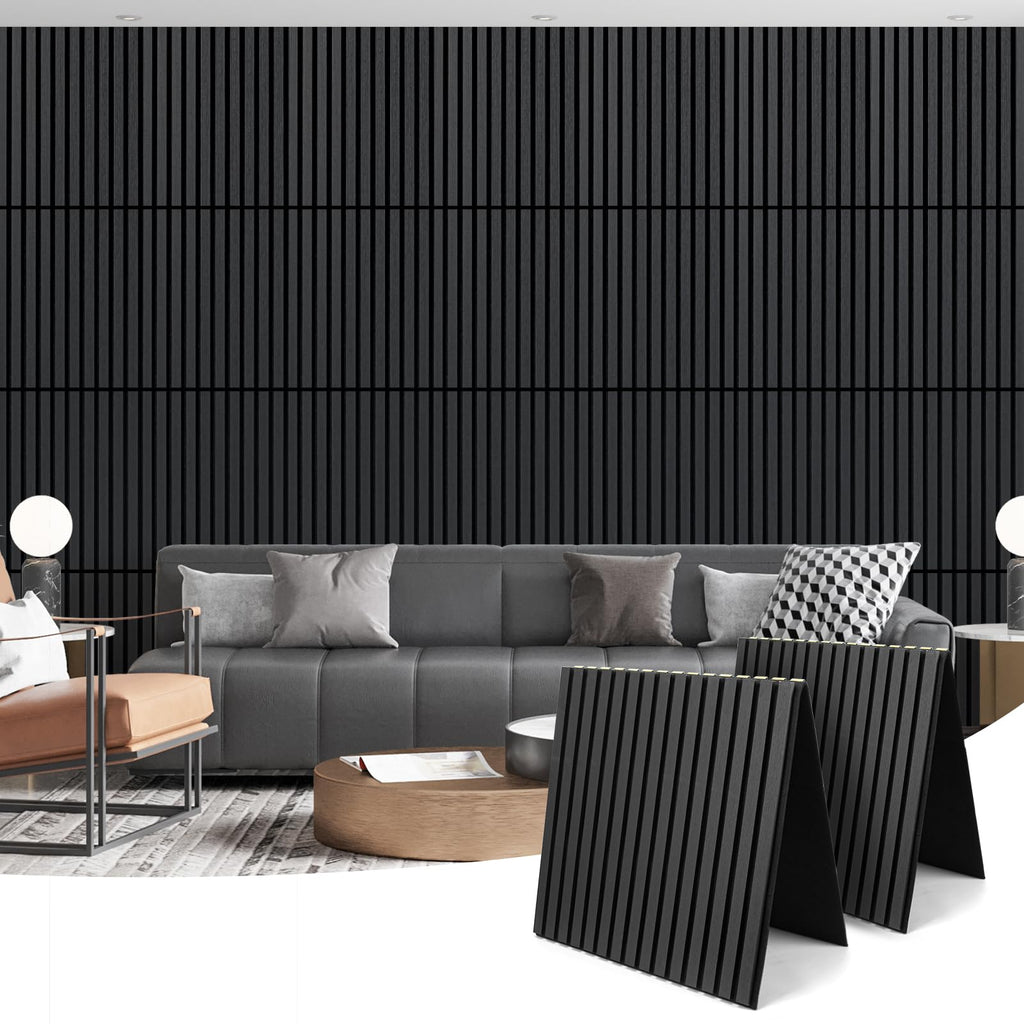 Art3d 3D Folding Acoustic Wall Panels, Soundproofing, 120 x 60 cm, Pack of 2, Felt Wall Cladding, Acoustic Felt Black 1.44 ㎡