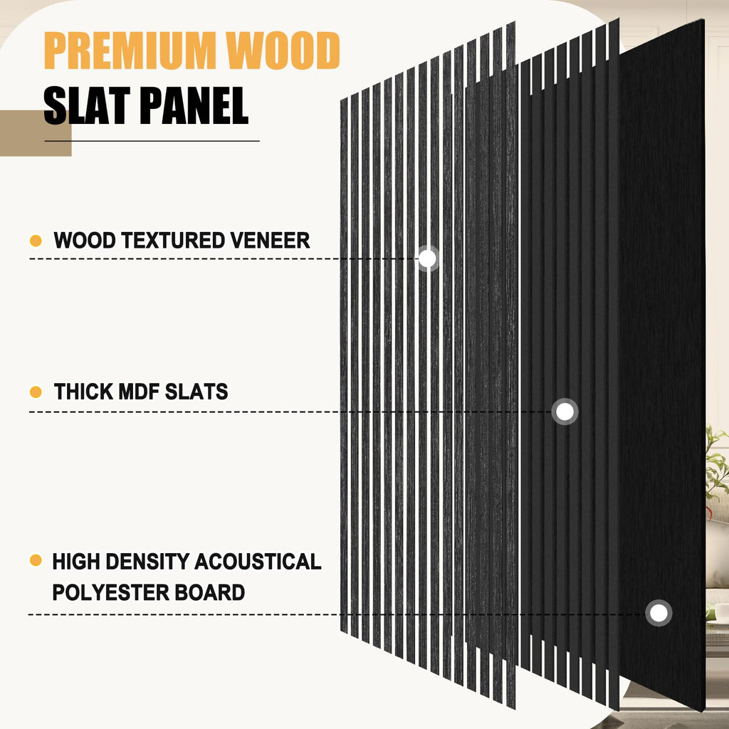 DOLLAR BOSS Wood Panels for Walls, Acoustic Wall Panels 120 x 60 cm, Pack of 2, Sound Proof Wood Panels, 3D Decorative Wall Panels, Slat Wall Panels