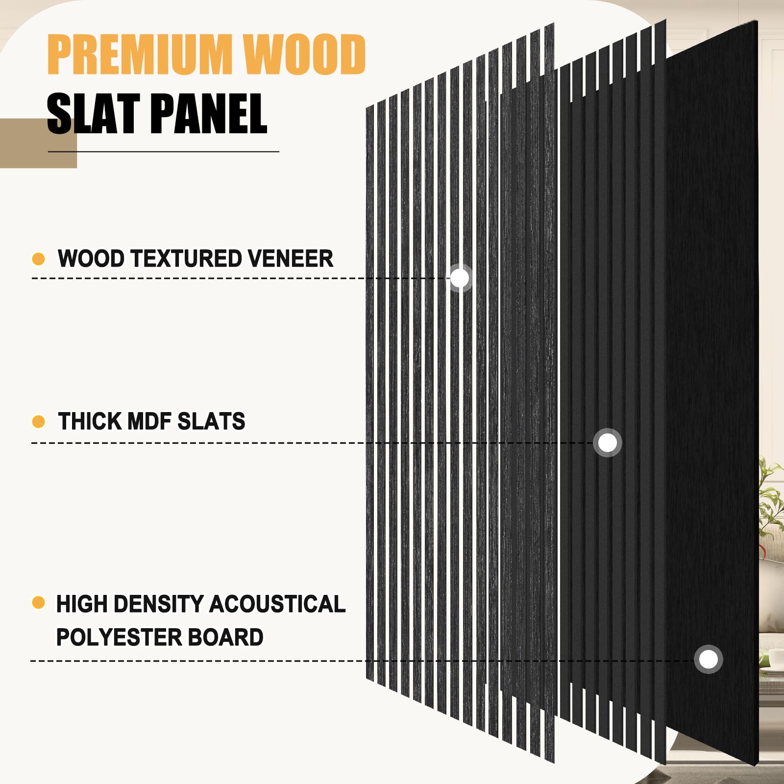 DOLLAR BOSS Wood Panels for Walls, Acoustic Wall Panels 120 x 60 cm, Pack of 2, Sound Proof Wood Panels, 3D Decorative Wall Panels, Slat Wall Panels