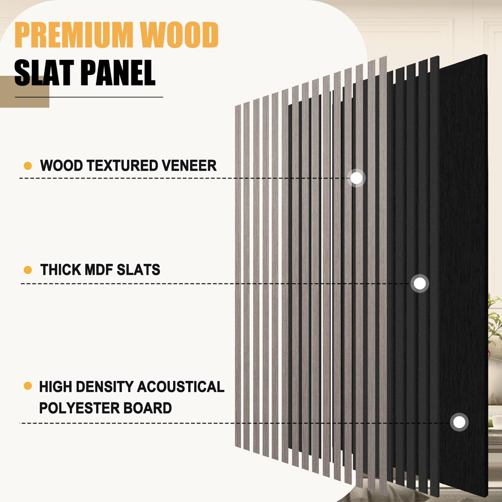 DOLLAR BOSS Wood Panels for Walls, Acoustic Wall Panels 120 x 60 cm, Pack of 2, Sound Proof Wood Panels, 3D Decorative Wall Panels, Slat Wall Panels