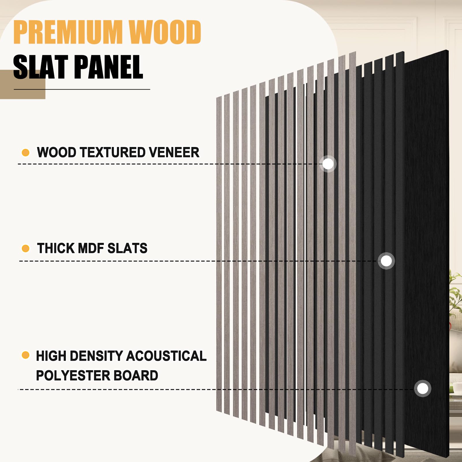 DOLLAR BOSS Wood Panels for Walls, Acoustic Wall Panels 120 x 60 cm, Pack of 2, Sound Proof Wood Panels, 3D Decorative Wall Panels, Slat Wall Panels