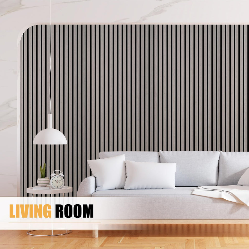 DOLLAR BOSS Wood Panels for Walls, Acoustic Wall Panels 120 x 60 cm, Pack of 2, Sound Proof Wood Panels, 3D Decorative Wall Panels, Slat Wall Panels