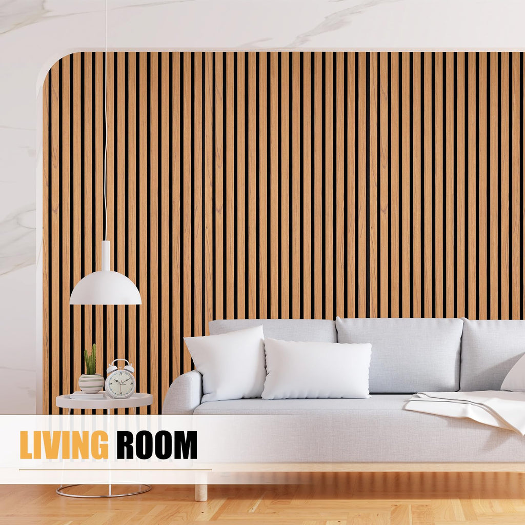 DOLLAR BOSS Wood Panels for Walls, Acoustic Wall Panels 120 x 60 cm, Pack of 2, Sound Proof Wood Panels, 3D Decorative Wall Panels, Slat Wall Panels
