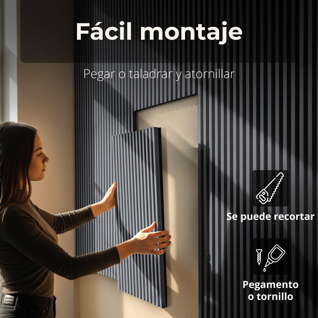Acoustic panels 60x60 cm, 4 pieces black oak, wall covering, wooden wall panels, laminar wall with sound insulation