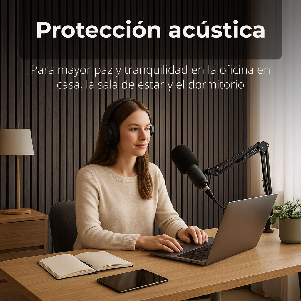 Acoustic panels 60x60 cm, 4 pieces black oak, wall covering, wooden wall panels, laminar wall with sound insulation