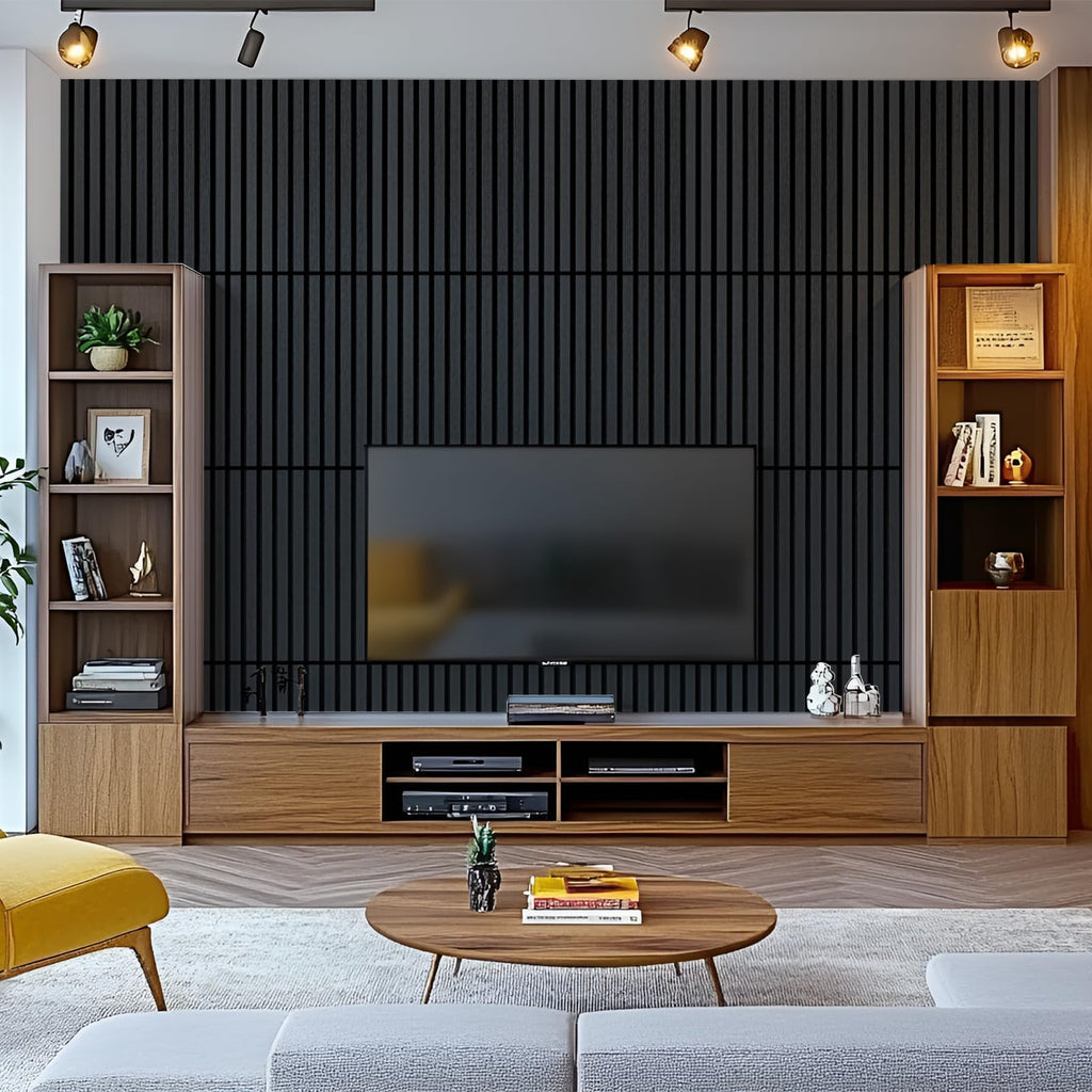 Art3d 3D Folding Acoustic Wall Panels, Soundproofing, 120 x 60 cm, Pack of 2, Felt Wall Cladding, Acoustic Felt Black 1.44 ㎡
