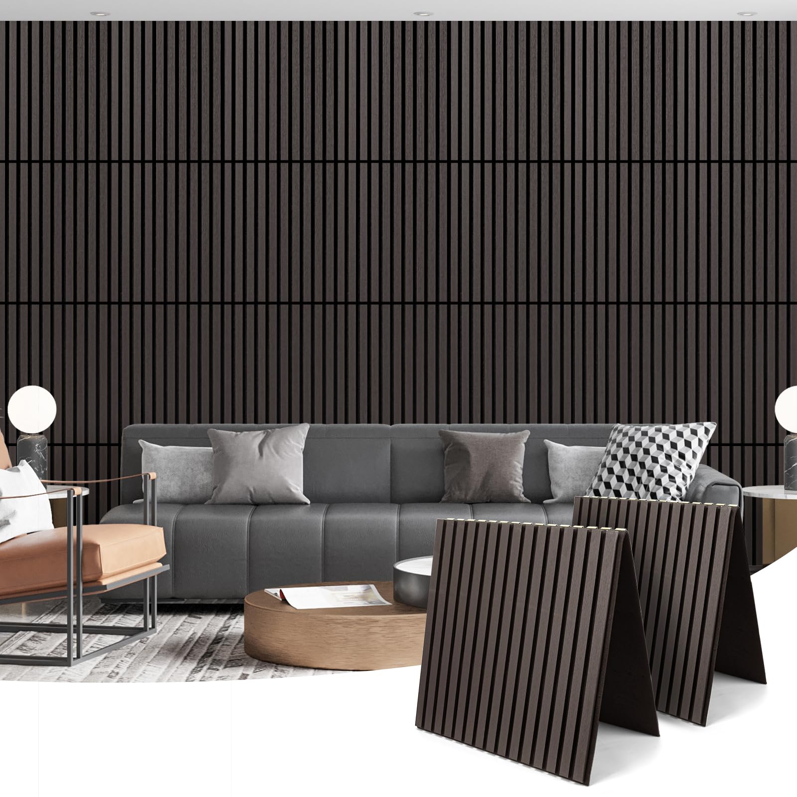 Art3d 3D Folding Acoustic Wall Panels, Soundproofing, 120 x 60 cm, Pack of 2, Felt Wall Cladding, Acoustic Felt Black 1.44 ㎡
