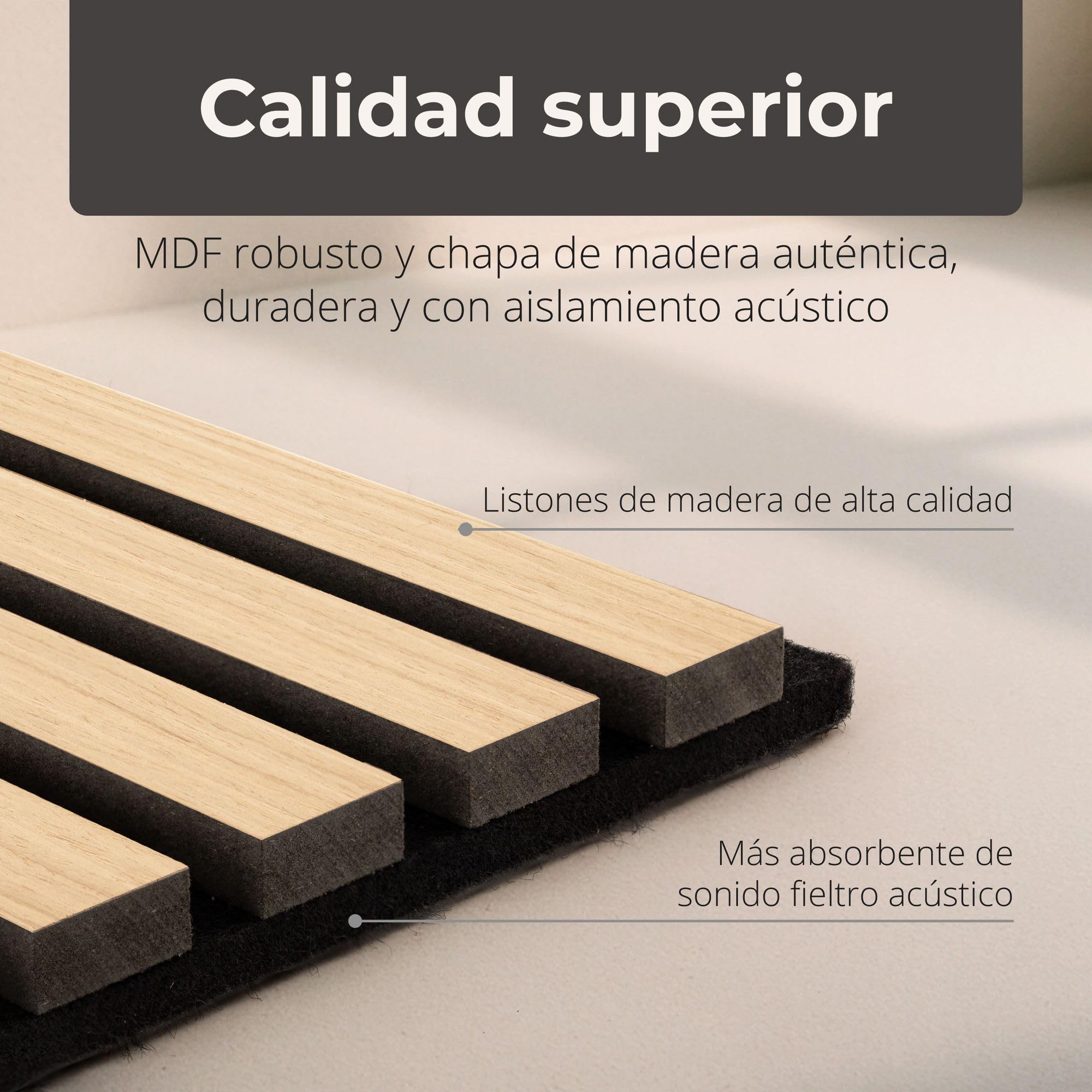 Acoustic panels 60x60 cm, 4 pieces black oak, wall covering, wooden wall panels, laminar wall with sound insulation