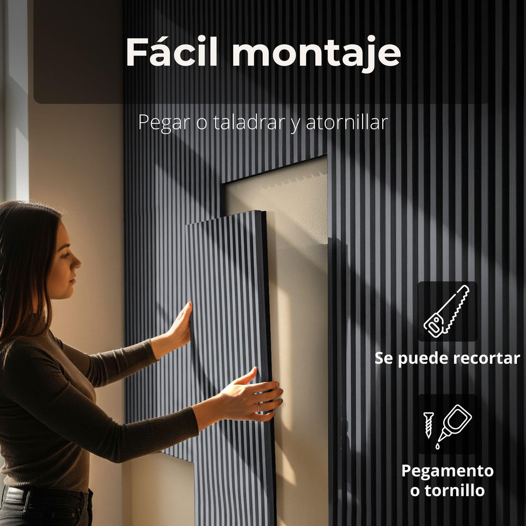 Acoustic panels 60x60 cm, 4 pieces black oak, wall covering, wooden wall panels, laminar wall with sound insulation