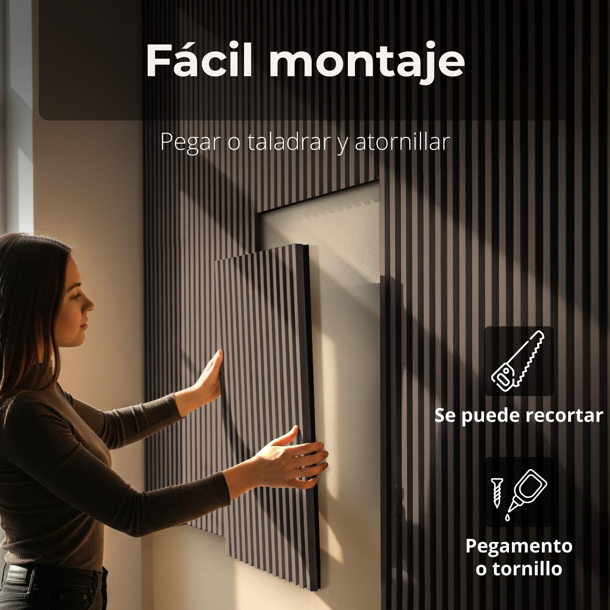 Acoustic panels 60x60 cm, 4 pieces black oak, wall covering, wooden wall panels, laminar wall with sound insulation