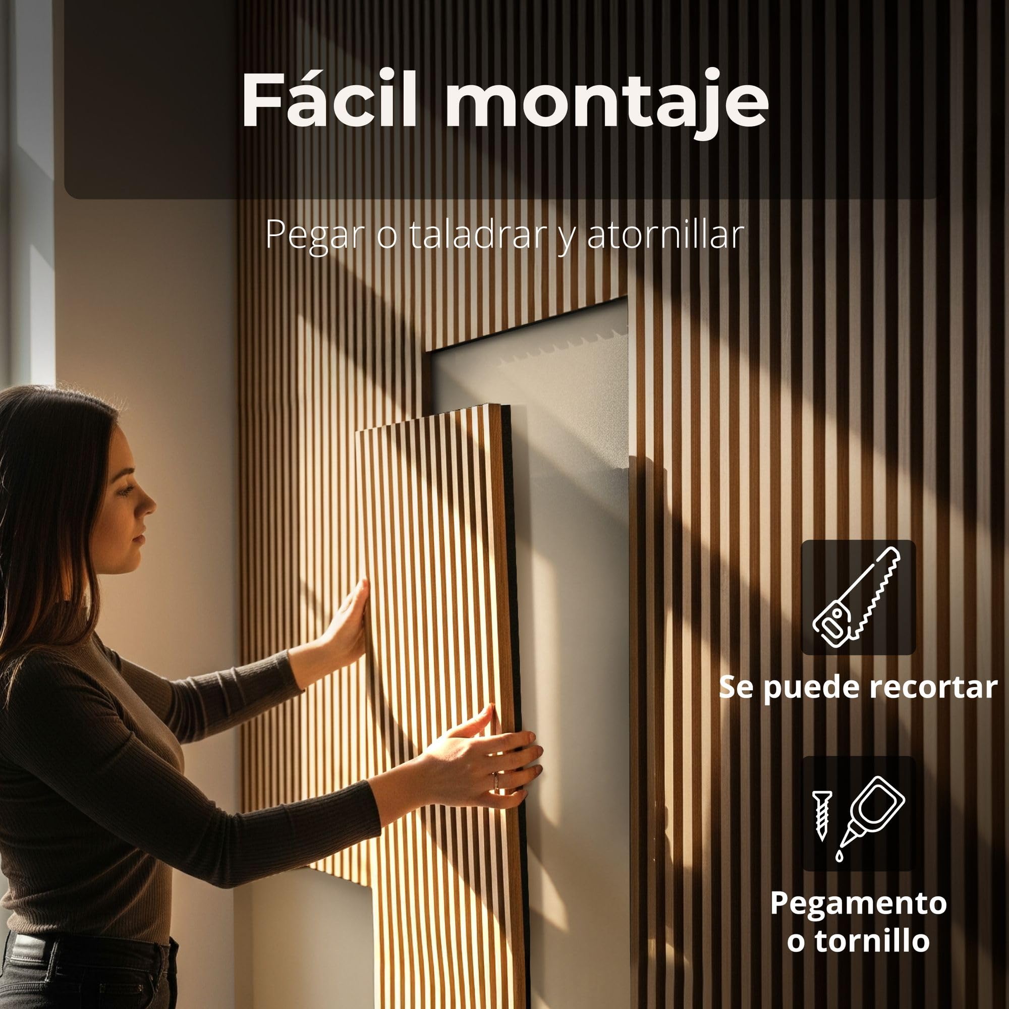 Acoustic panels 60x60 cm, 4 pieces black oak, wall covering, wooden wall panels, laminar wall with sound insulation