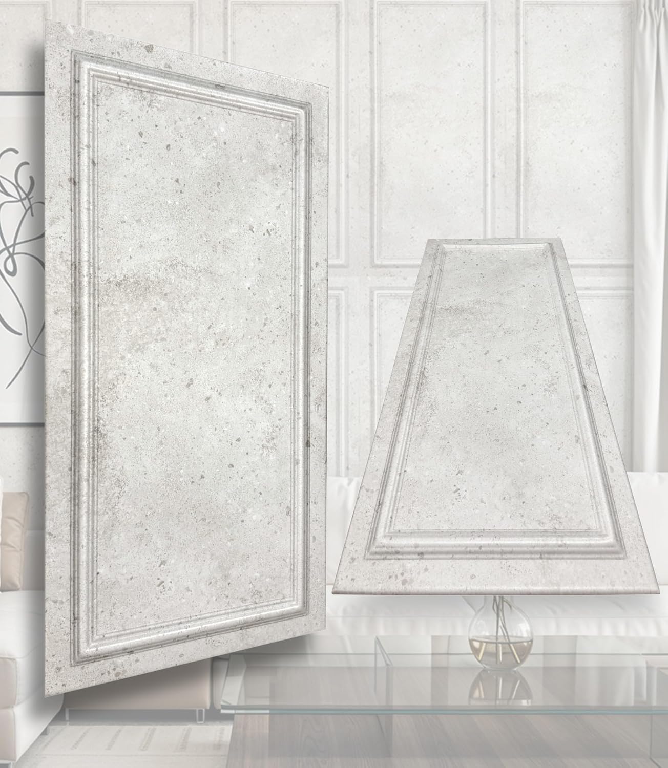 Polystyrene Ceiling Panels, XL Wall Panels, Decoration, Polystyrene and Concrete, Wall Cladding, 3 mm Thick, 100 x 50 cm, 6 m², Pack of 12