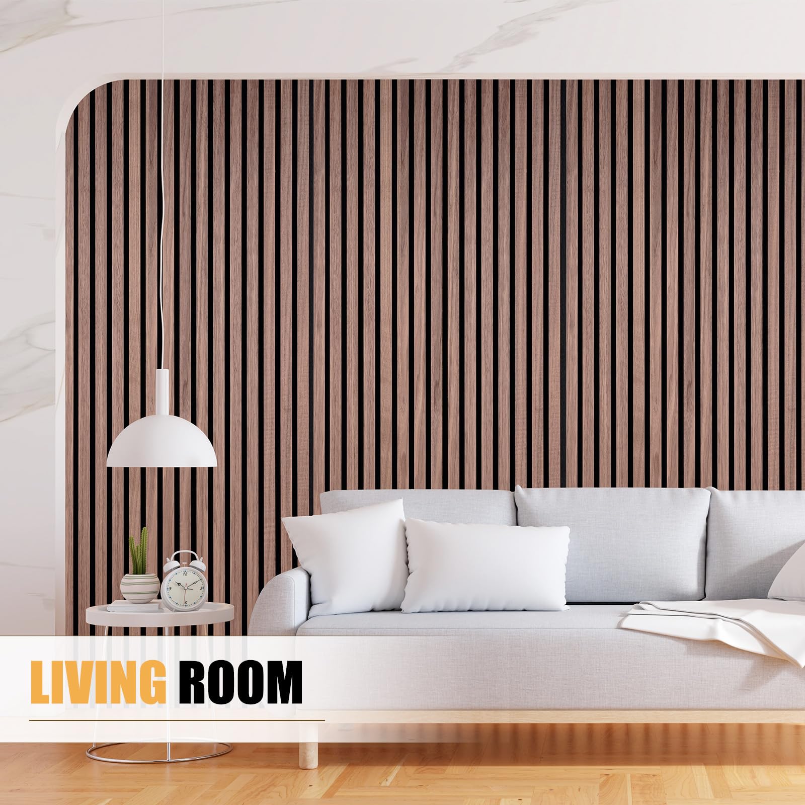 DOLLAR BOSS Wood Panels for Walls, Acoustic Wall Panels 120 x 60 cm, Pack of 2, Sound Proof Wood Panels, 3D Decorative Wall Panels, Slat Wall Panels