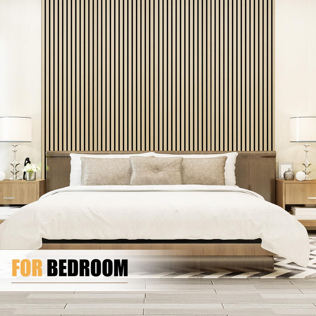 DOLLAR BOSS Wood Panels for Walls, Acoustic Wall Panels 120 x 60 cm, Pack of 2, Sound Proof Wood Panels, 3D Decorative Wall Panels, Slat Wall Panels