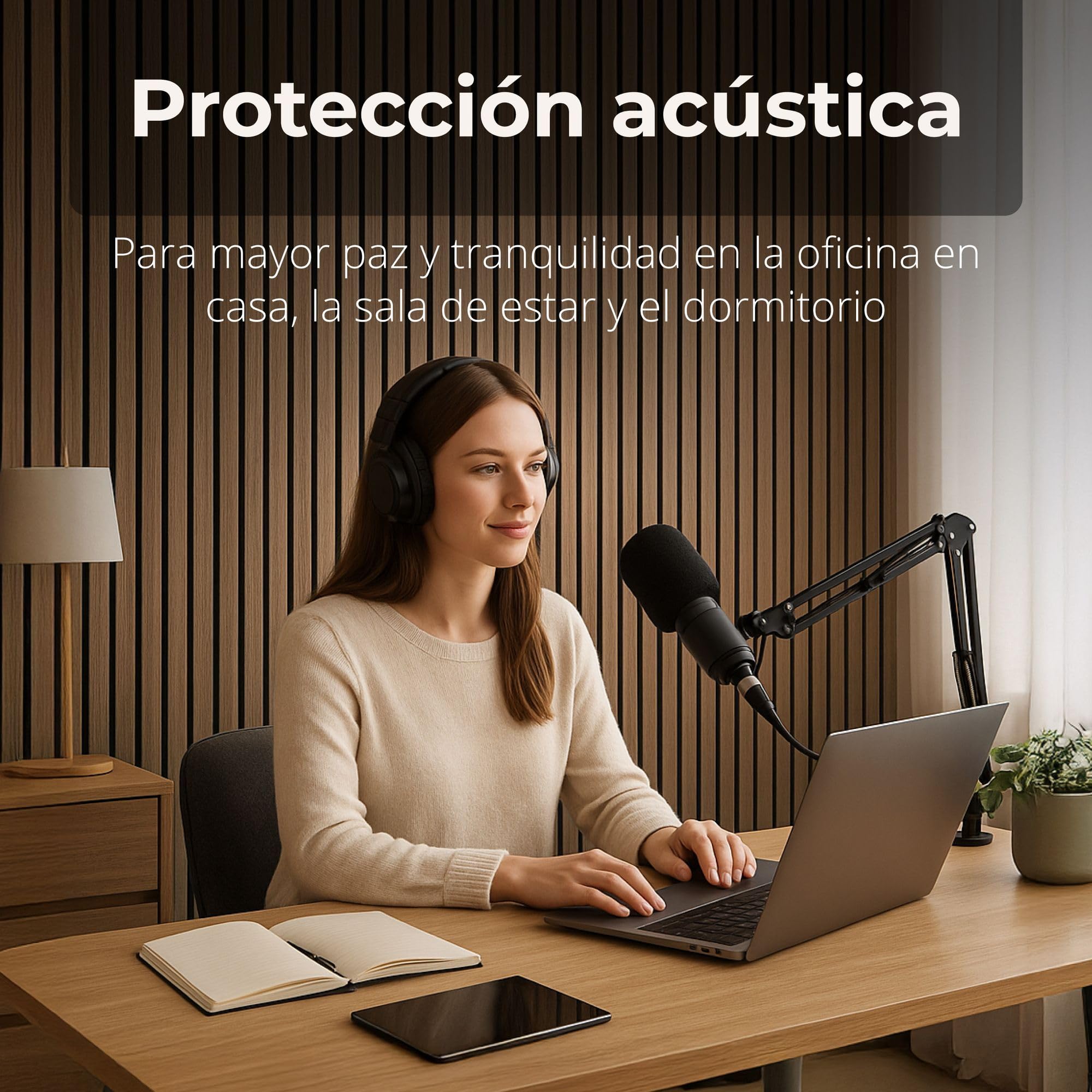 Acoustic panels 60x60 cm, 4 pieces black oak, wall covering, wooden wall panels, laminar wall with sound insulation