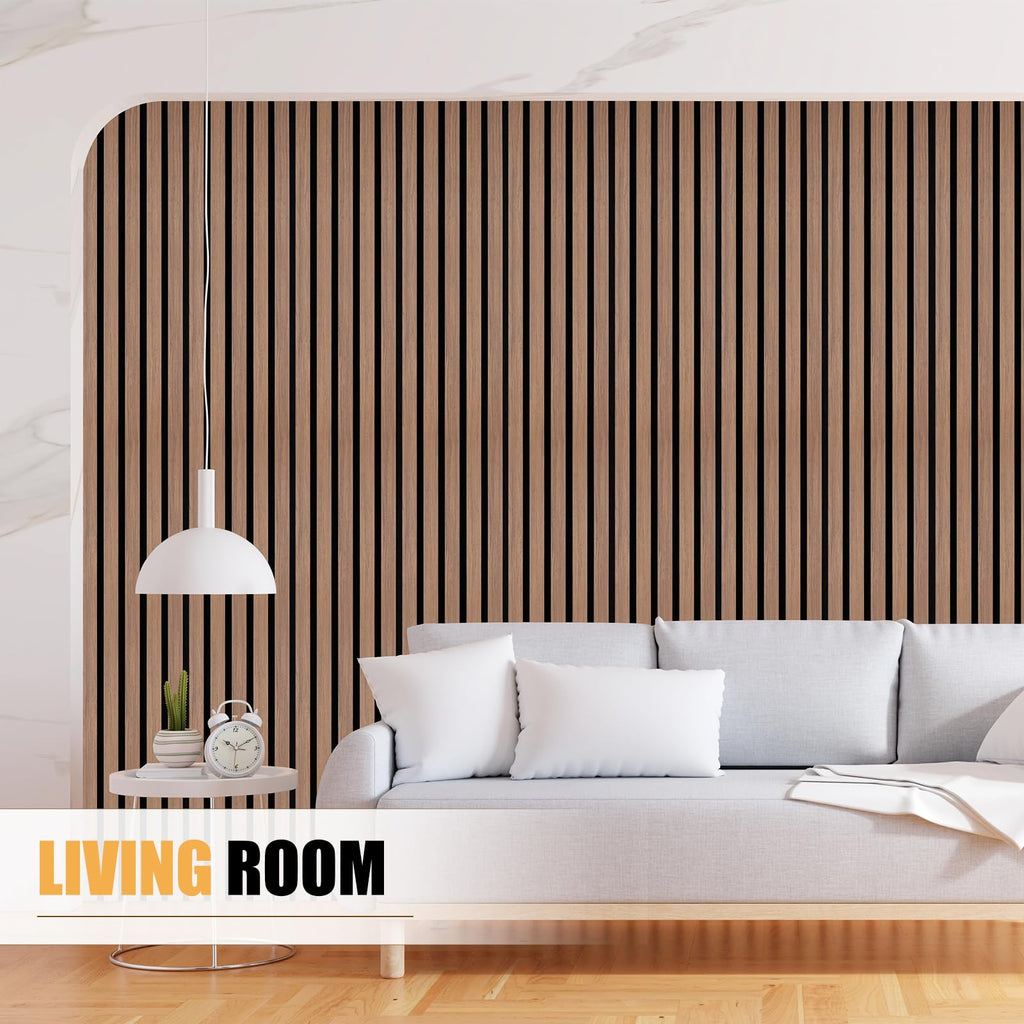 DOLLAR BOSS Wood Panels for Walls, Acoustic Wall Panels 120 x 60 cm, Pack of 2, Sound Proof Wood Panels, 3D Decorative Wall Panels, Slat Wall Panels