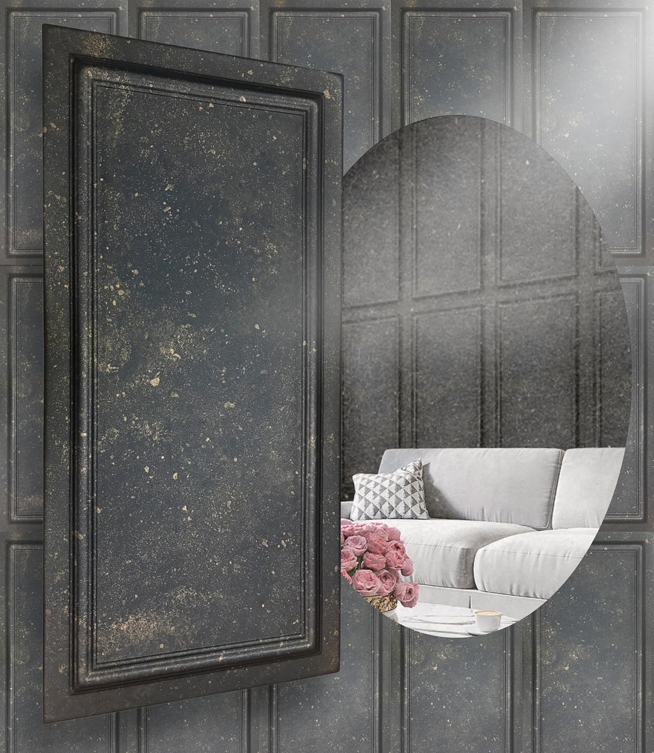 Polystyrene Ceiling Panels, XL Wall Panels, Decoration, Polystyrene and Concrete, Wall Cladding, 3 mm Thick, 100 x 50 cm, 6 m², Pack of 12